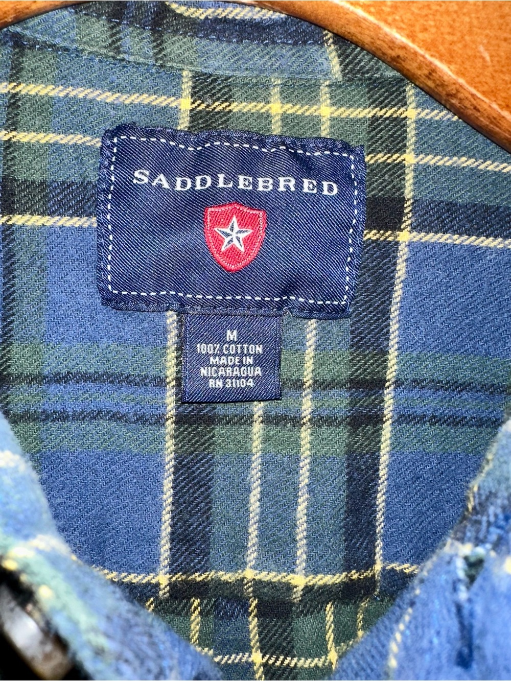 Saddlebred Navy, Green & Yellow Plaid Cotton Button-Down Shirt